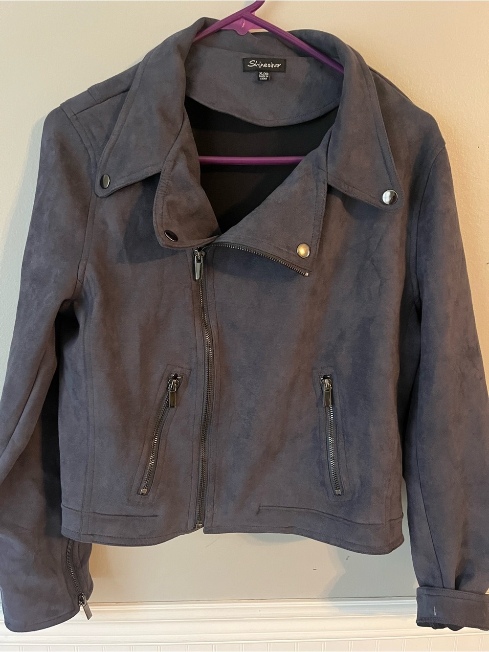 Shinestar Women's Suede Moto Jacket -
